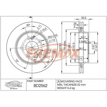 Фото Тормозной диск FREMAX BD2562