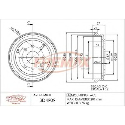 Photo Brake Drum FREMAX BD4909