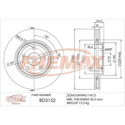 Zdjęcie Tarcza hamulcowa FREMAX BD5152