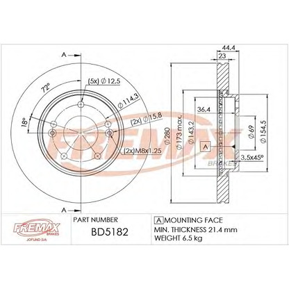 Foto Disco de freno FREMAX BD5182