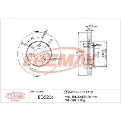 Zdjęcie Tarcza hamulcowa FREMAX BD5206