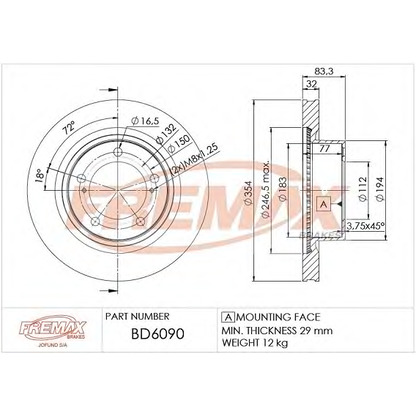 Photo Disque de frein FREMAX BD6090