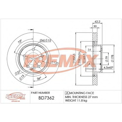 Фото Тормозной диск FREMAX BD7362