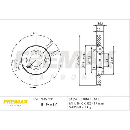 Zdjęcie Tarcza hamulcowa FREMAX BD9614