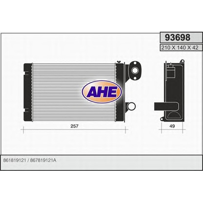 Photo Heat Exchanger, interior heating AHE 93698