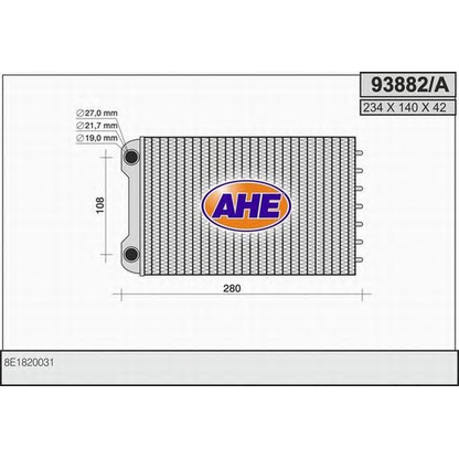 Photo Heat Exchanger, interior heating AHE 93882A