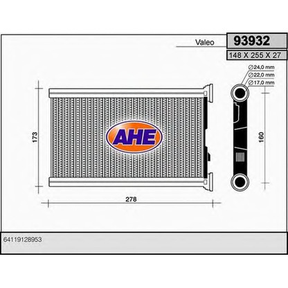 Photo Heat Exchanger, interior heating AHE 93932