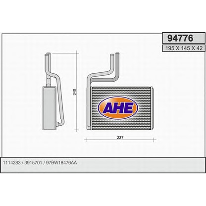 Foto Wärmetauscher, Innenraumheizung AHE 94776