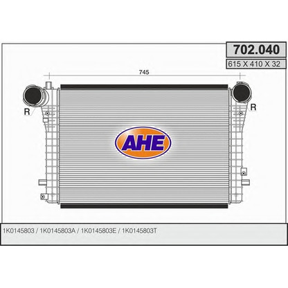 Photo Intercooler, charger AHE 702040