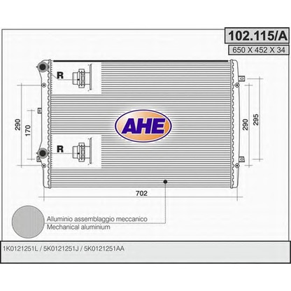 Photo Radiator, engine cooling AHE 102115A