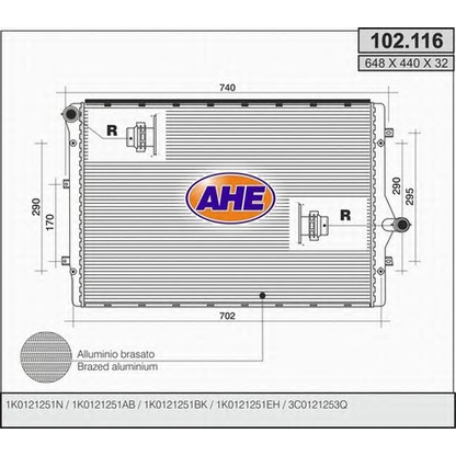 Photo Radiator, engine cooling AHE 102116