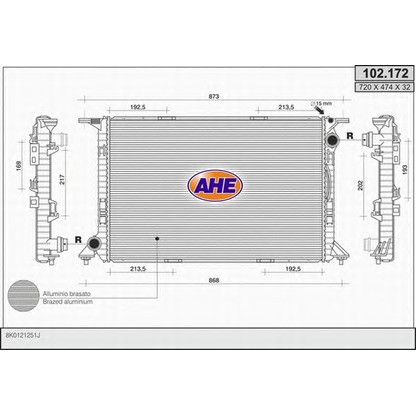 Photo Radiator, engine cooling AHE 102172