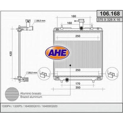 Photo Radiator, engine cooling AHE 106168