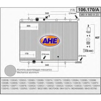 Photo Radiateur, refroidissement du moteur AHE 106170A