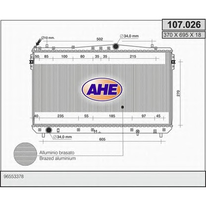 Foto Radiador, refrigeración del motor AHE 107026