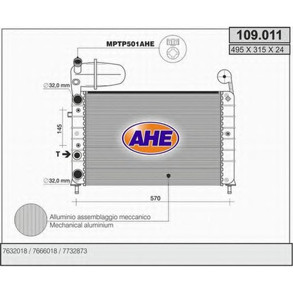 Photo Radiateur, refroidissement du moteur AHE 109011