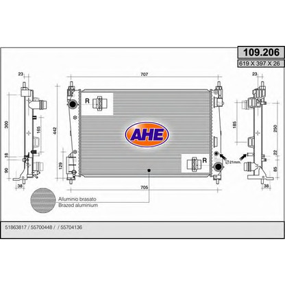 Foto Radiatore, Raffreddamento motore AHE 109206