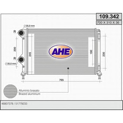 Foto Radiatore, Raffreddamento motore AHE 109342