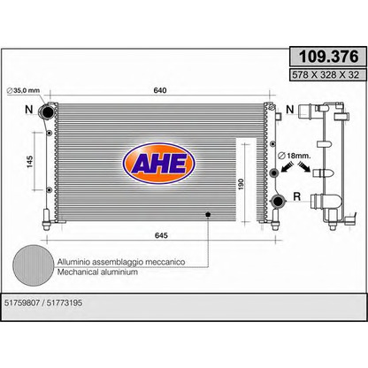 Foto Radiatore, Raffreddamento motore AHE 109376