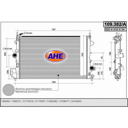 Photo Radiator, engine cooling AHE 109382A