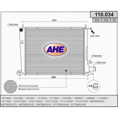 Photo Radiateur, refroidissement du moteur AHE 110034