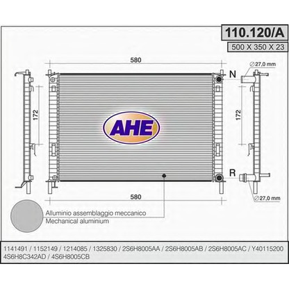 Foto Radiador, refrigeración del motor AHE 110120A