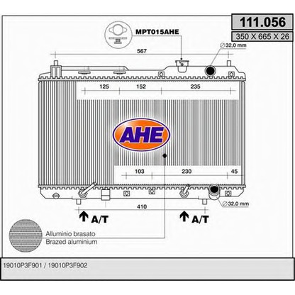 Photo Radiateur, refroidissement du moteur AHE 111056