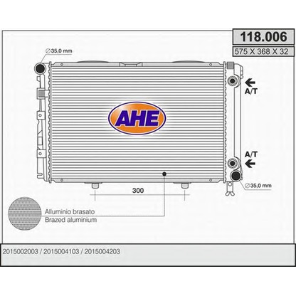 Foto Radiador, refrigeración del motor AHE 118006