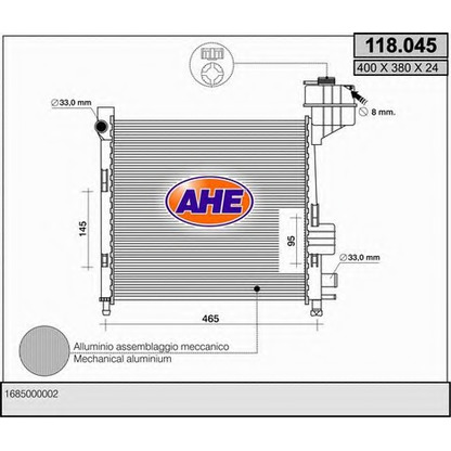 Photo Radiateur, refroidissement du moteur AHE 118045