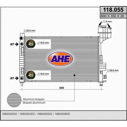 Foto Radiatore, Raffreddamento motore AHE 118055