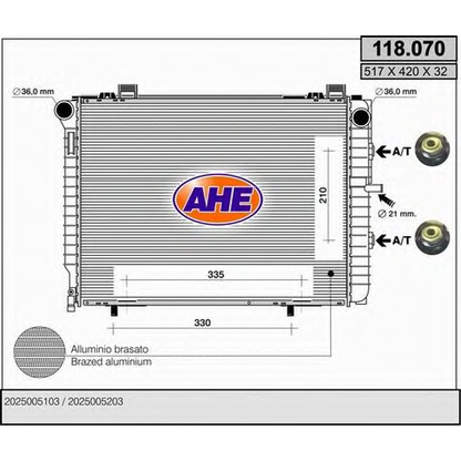 Photo Radiator, engine cooling AHE 118070