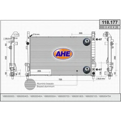 Фото Радиатор, охлаждение двигателя AHE 118177