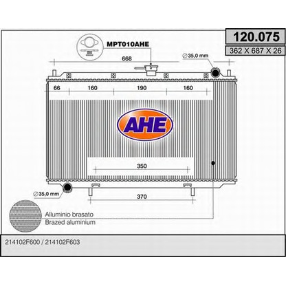 Photo Radiator, engine cooling AHE 120075