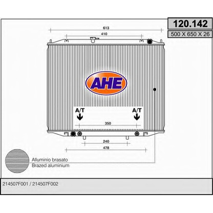 Foto Radiador, refrigeración del motor AHE 120142