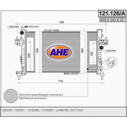 Foto Radiador, refrigeración del motor AHE 121126A