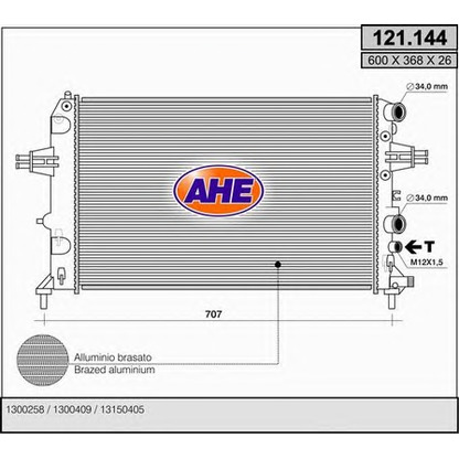 Foto Radiatore, Raffreddamento motore AHE 121144