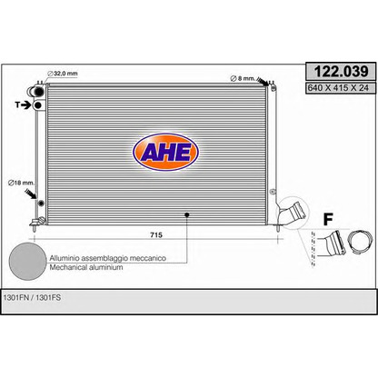 Foto Radiador, refrigeración del motor AHE 122039