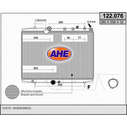 Photo Radiator, engine cooling AHE 122076