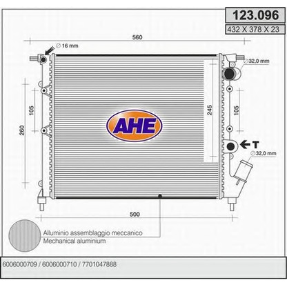 Foto Radiador, refrigeración del motor AHE 123096