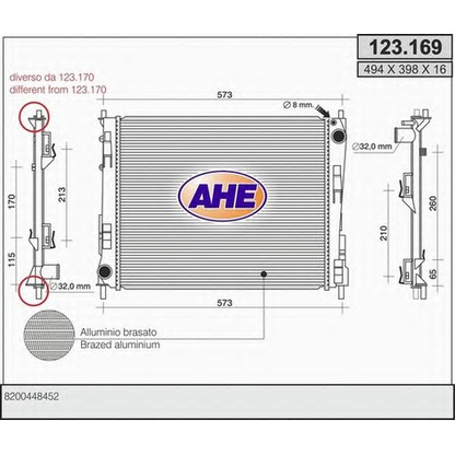 Photo Radiateur, refroidissement du moteur AHE 123169