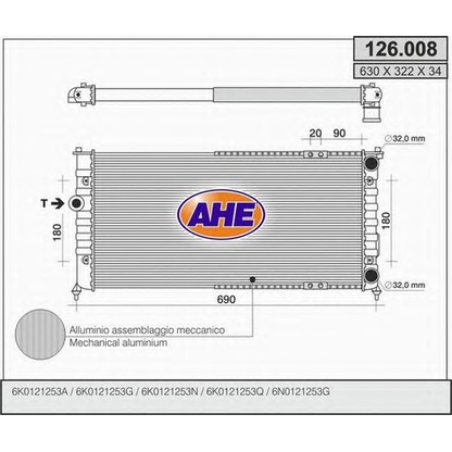 Photo Radiator, engine cooling AHE 126008