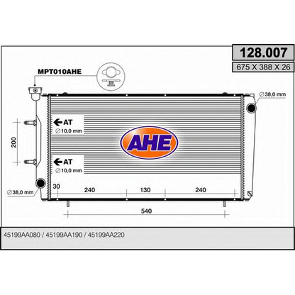 Foto Radiatore, Raffreddamento motore AHE 128007