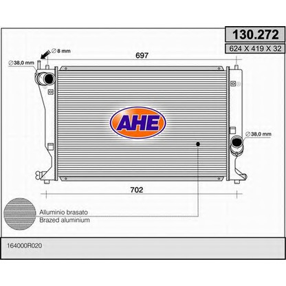 Foto Radiador, refrigeración del motor AHE 130272