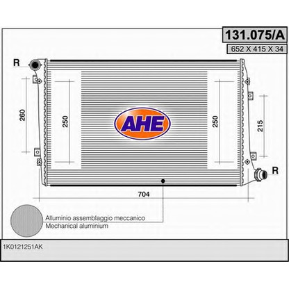 Photo Radiateur, refroidissement du moteur AHE 131075A