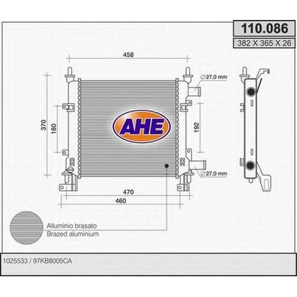 Foto Radiatore, Raffreddamento motore AHE 110086