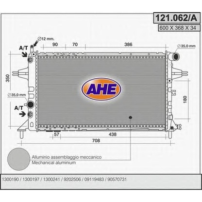 Фото Радиатор, охлаждение двигателя AHE 121062A
