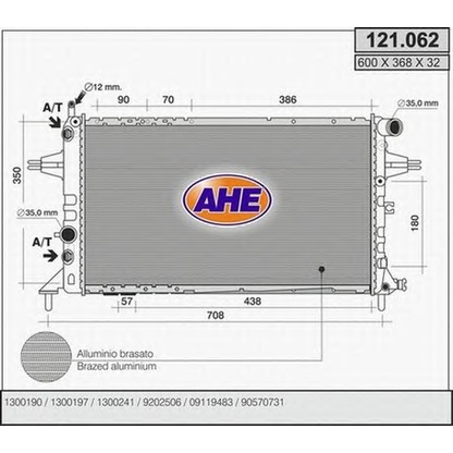 Фото Радиатор, охлаждение двигателя AHE 121062