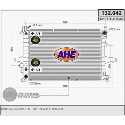 Foto Radiador, refrigeración del motor AHE 132042