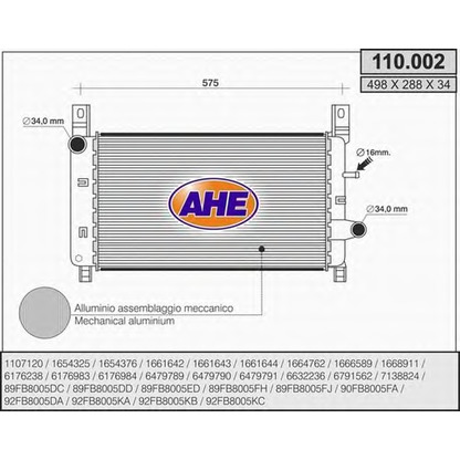 Foto Radiatore, Raffreddamento motore AHE 110002