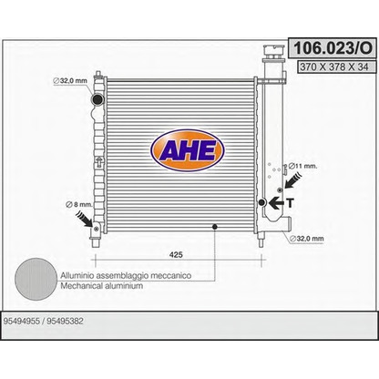 Foto Radiador, refrigeración del motor AHE 106023O